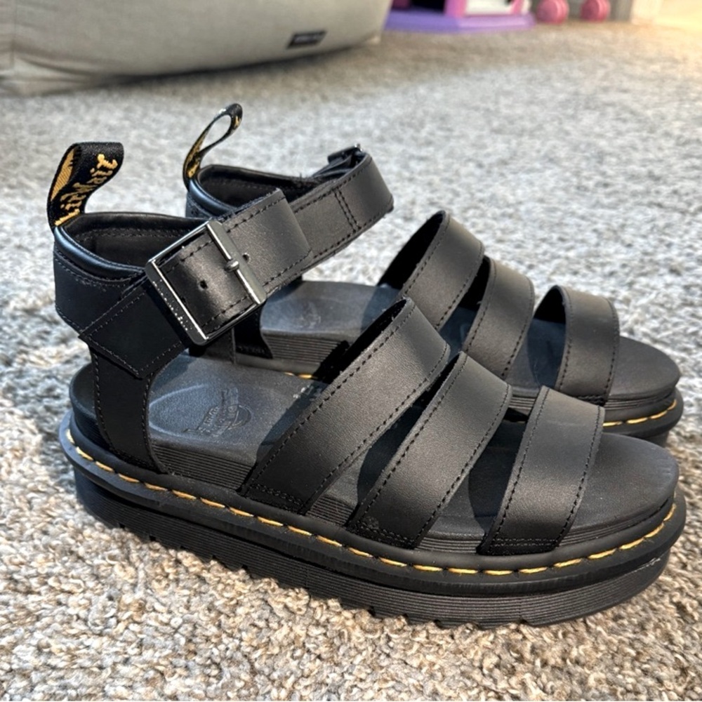 Blaire Hydro Leather Strap Black Sandals